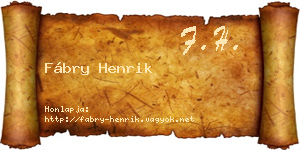 Fábry Henrik névjegykártya